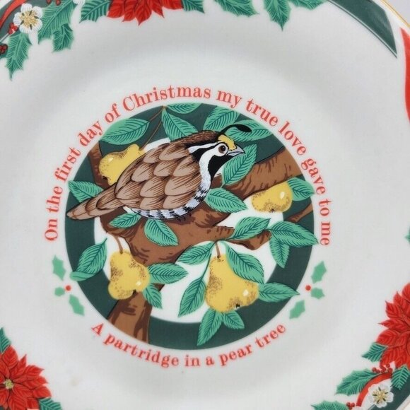 Vintage 90s Tienshan 12 Days of Christmas Partridge in a Pear Tree Plate 7.5" - Picture 2 of 4